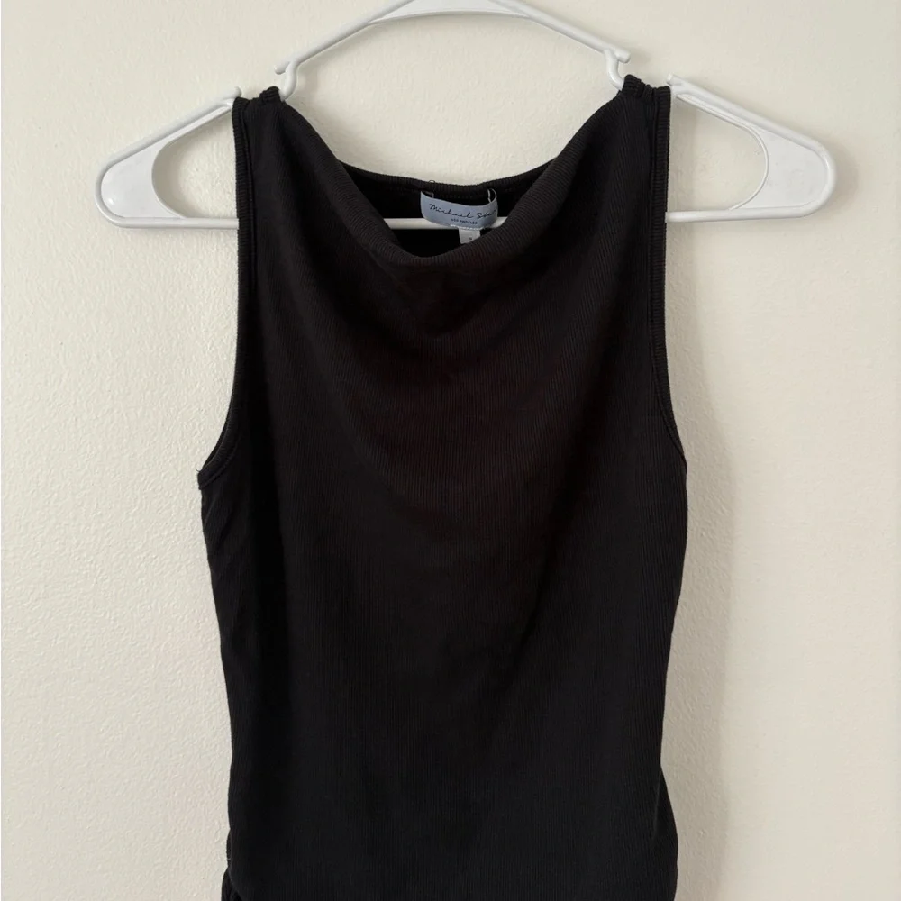 Michael Stars Black Coco Ruched Ribbed Boatneck Tank Size Small - Picture 9 of 13